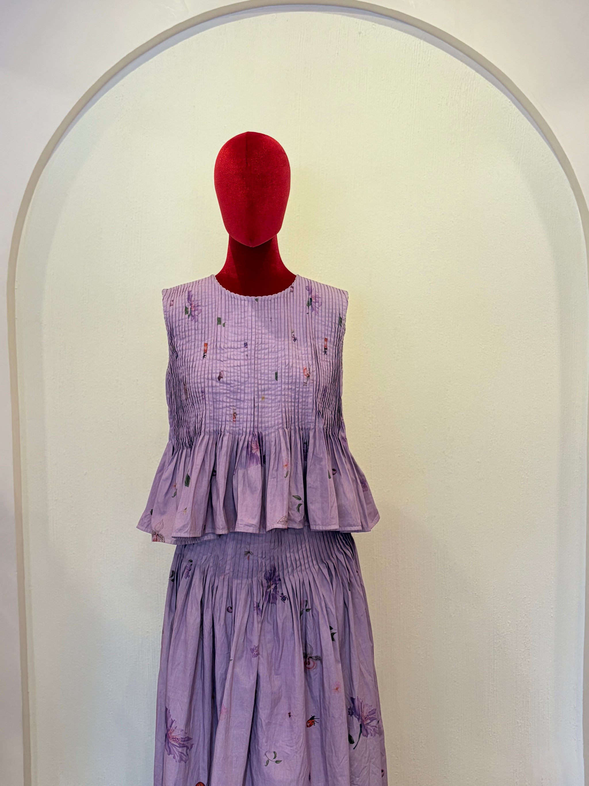 Pleated Skirt Set in Deep Lavender