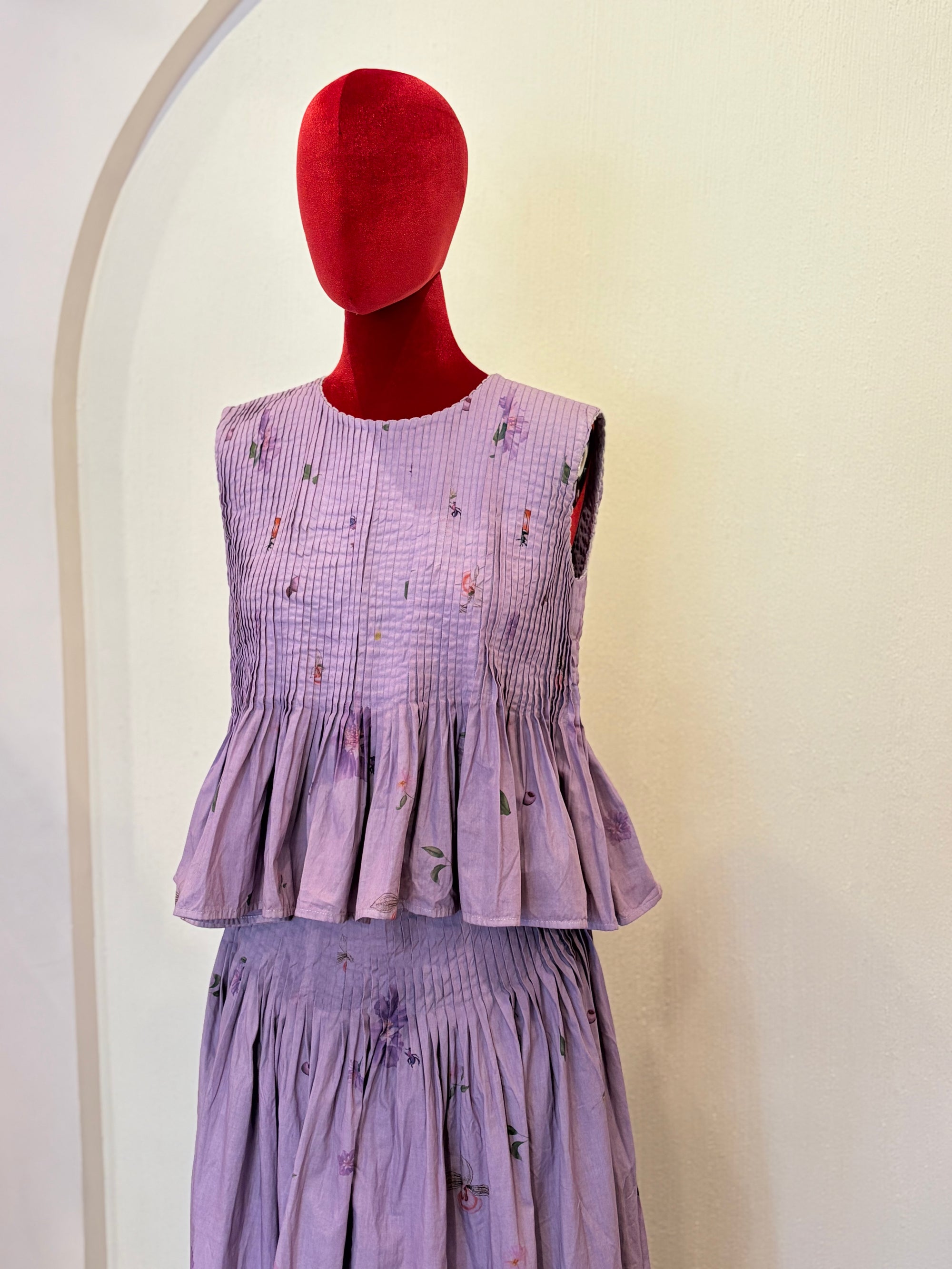 Pleated Skirt Set in Deep Lavender