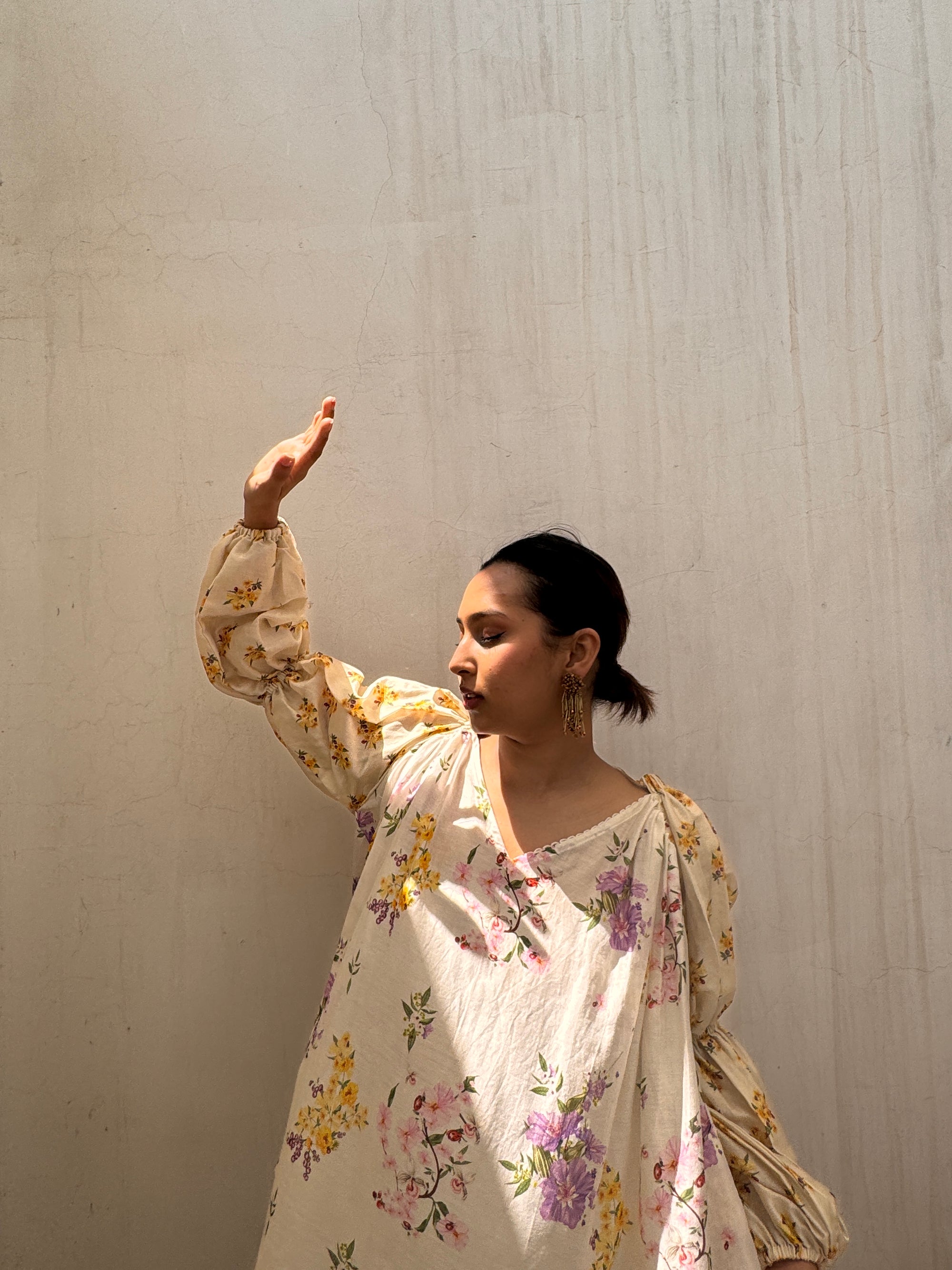 Floral Printed Chanderi Tunic