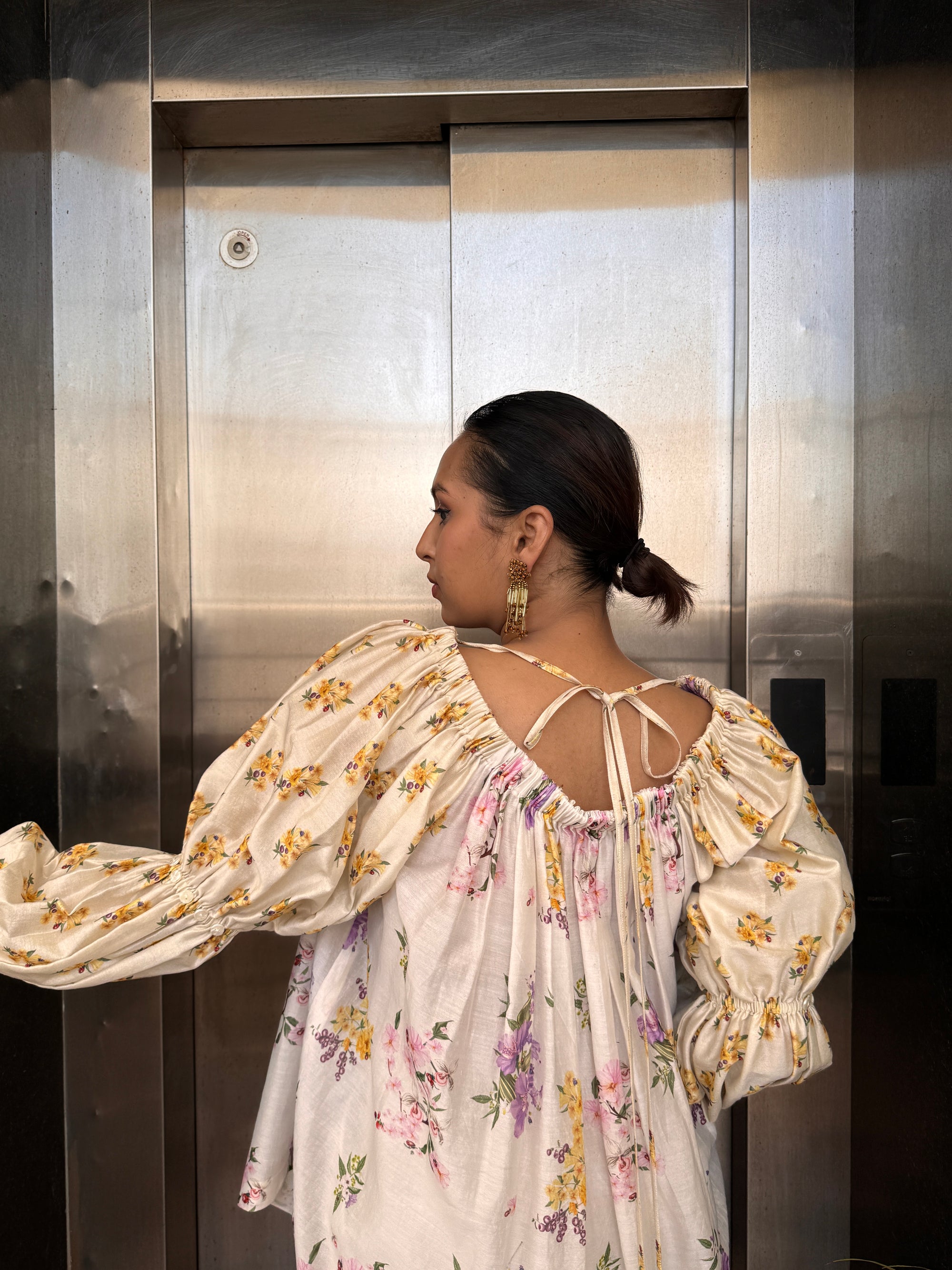 Floral Printed Chanderi Tunic