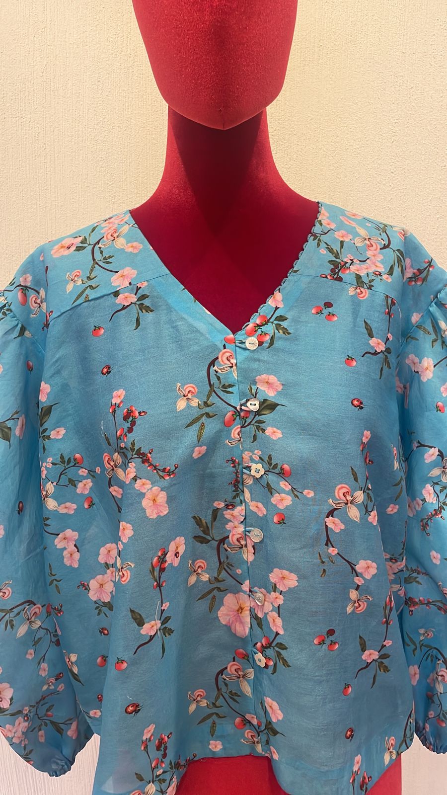 Bright Blue Chanderi top