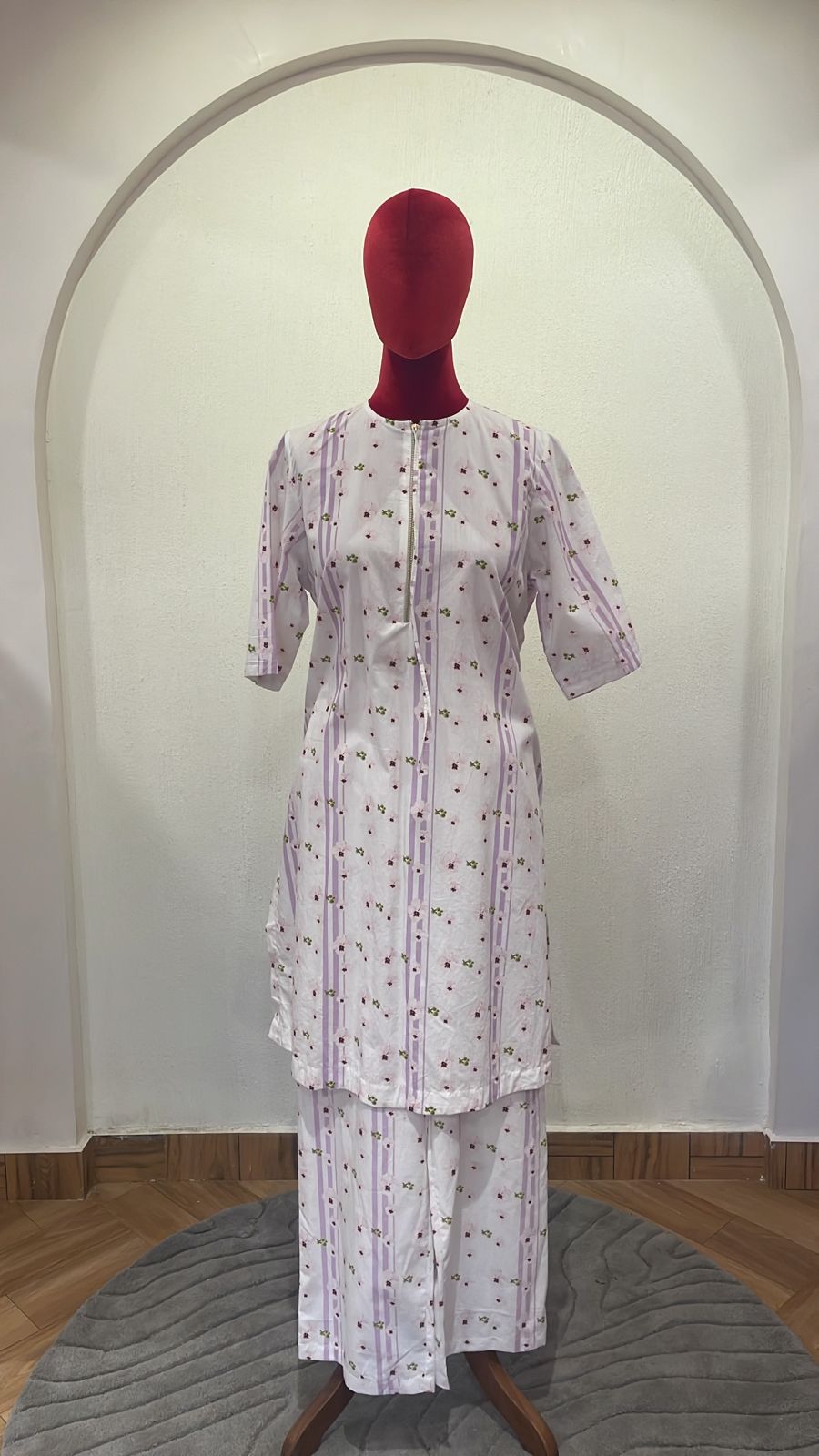 Ivory Stripe Straight Kurta