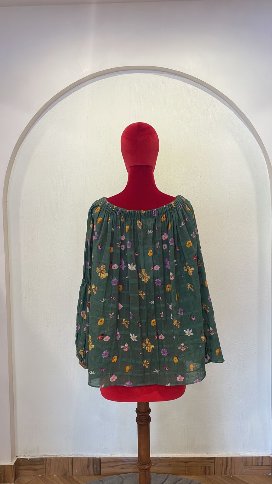 Off Shoulder Deep Green Top