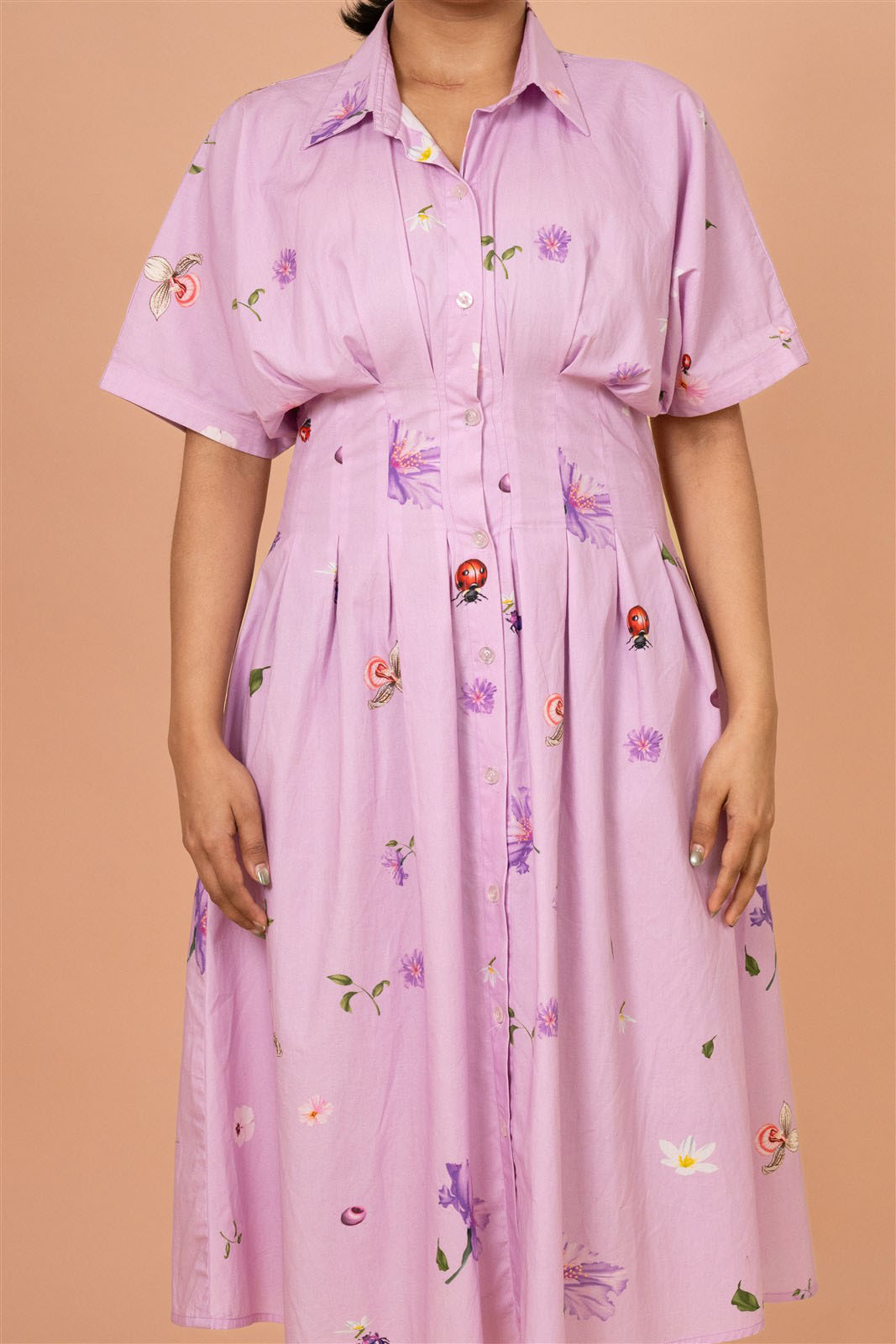 Lavender bloom button down midi dress