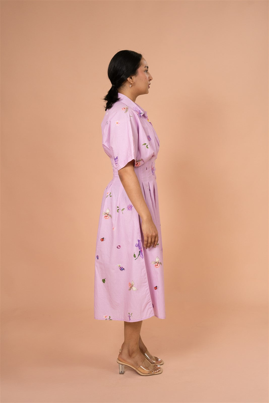 Lavender bloom button down midi dress
