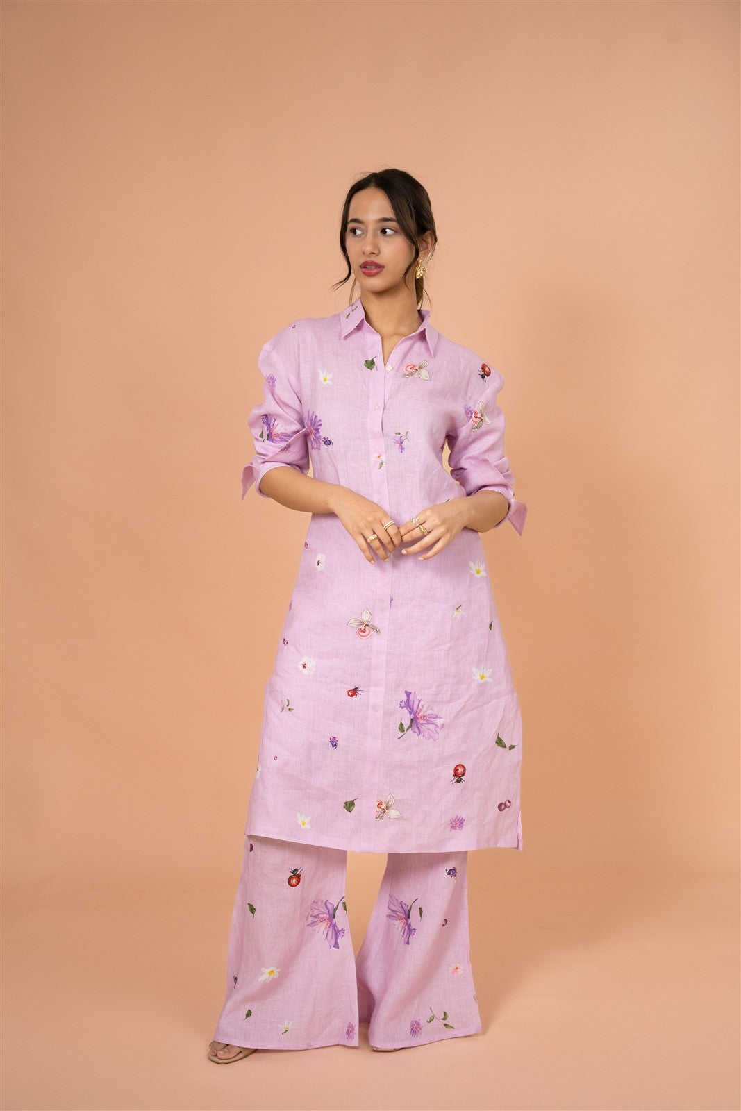 Lavender Shirt-Style Kurta Set