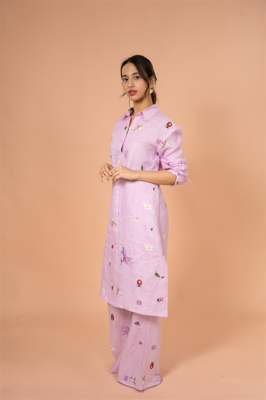 Lavender Shirt-Style Kurta Set