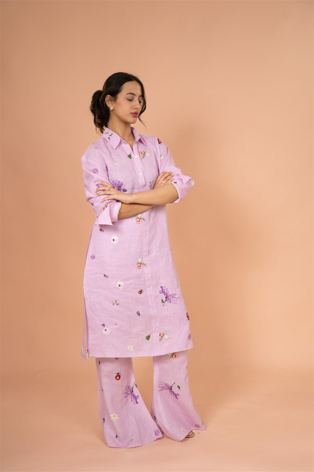 Lavender Shirt-Style Kurta Set