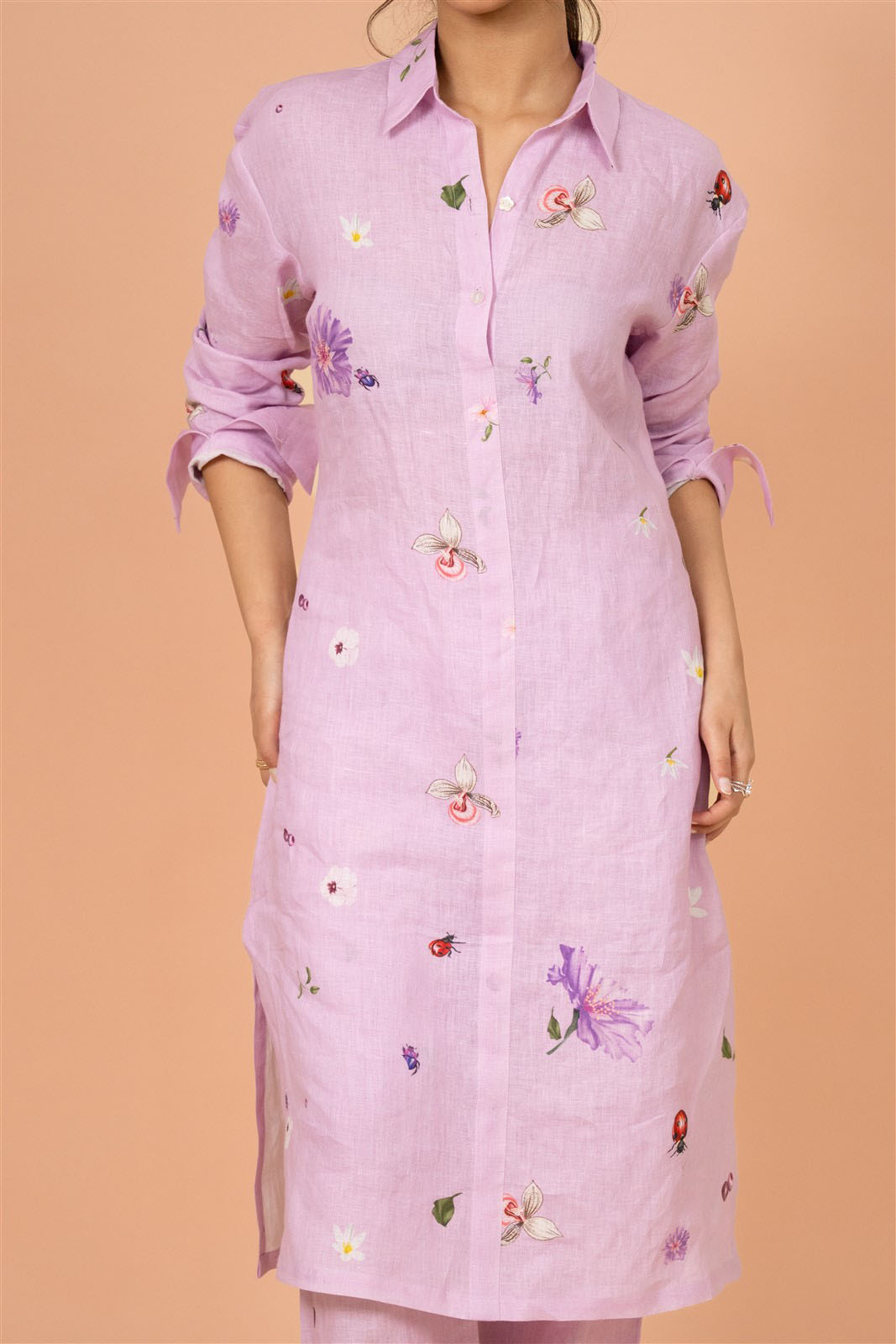 Lavender Shirt-Style Kurta Set