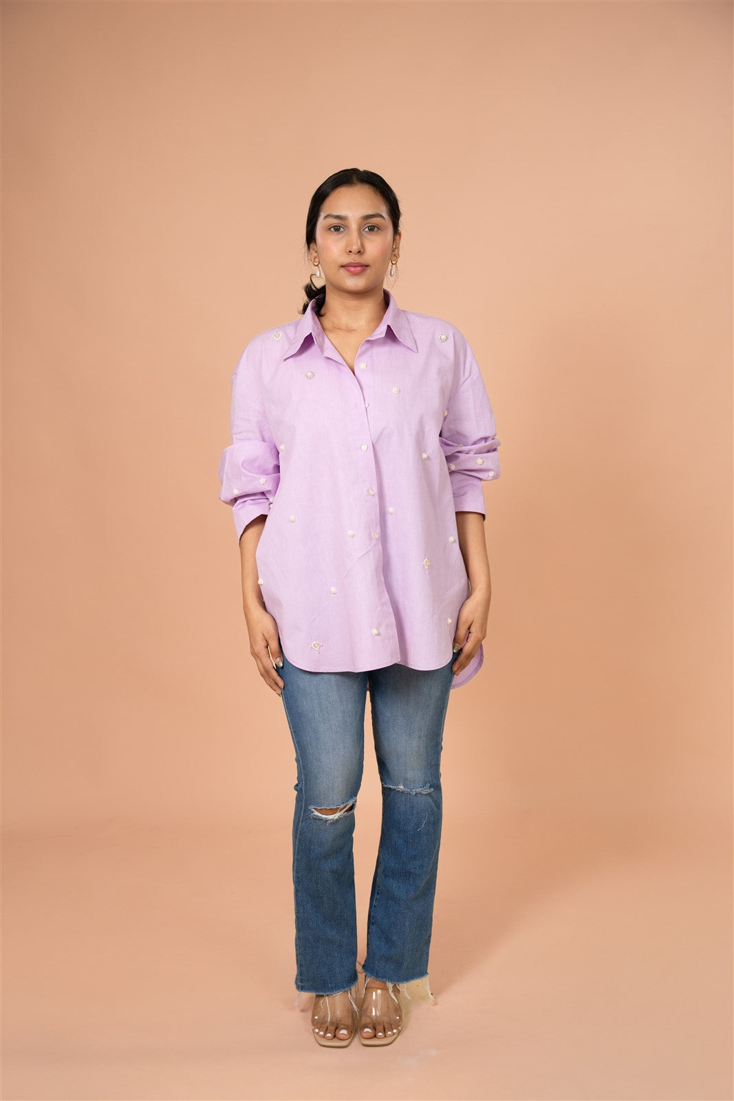 Lilac embellished Comfort Shirt