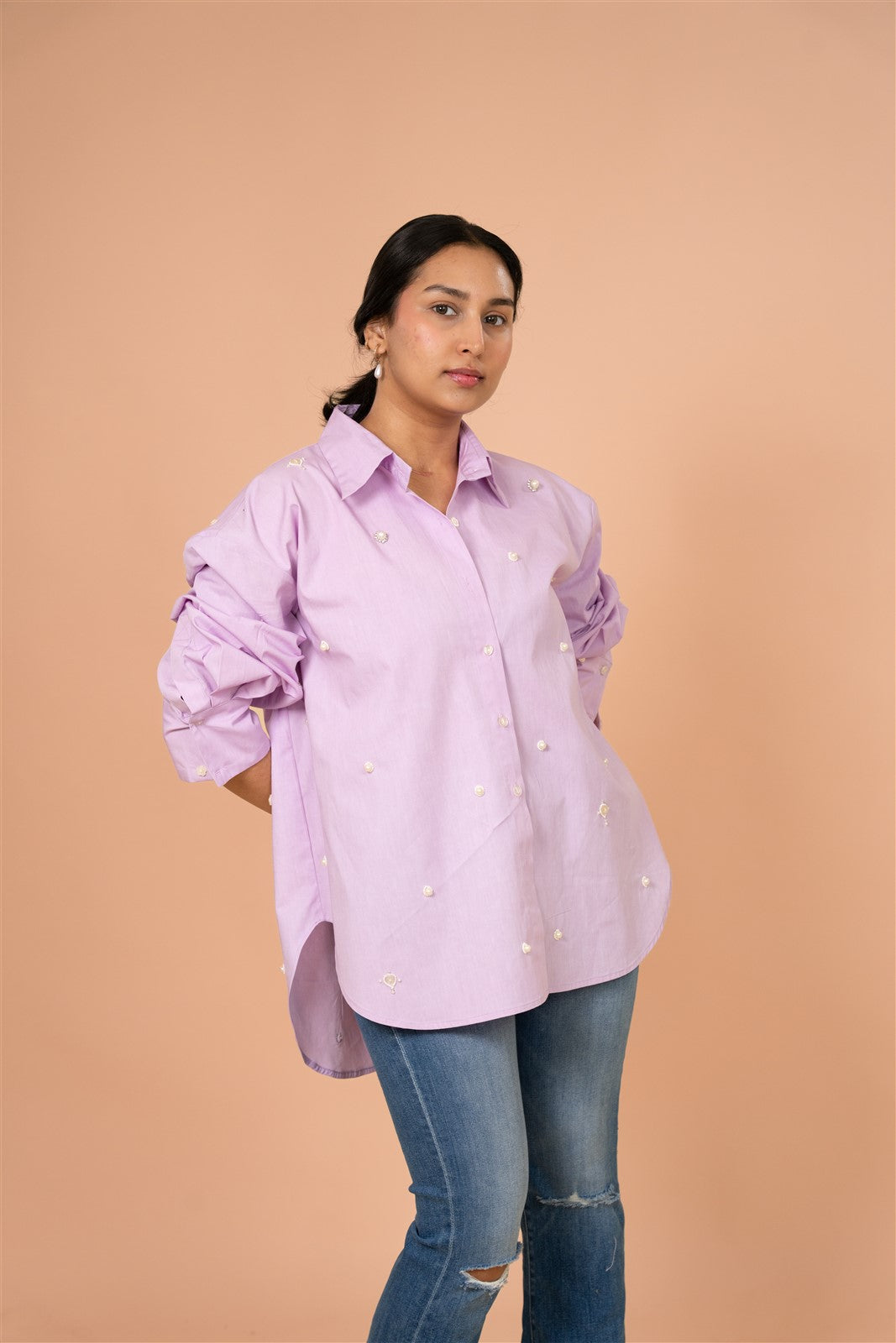Lilac embellished Comfort Shirt