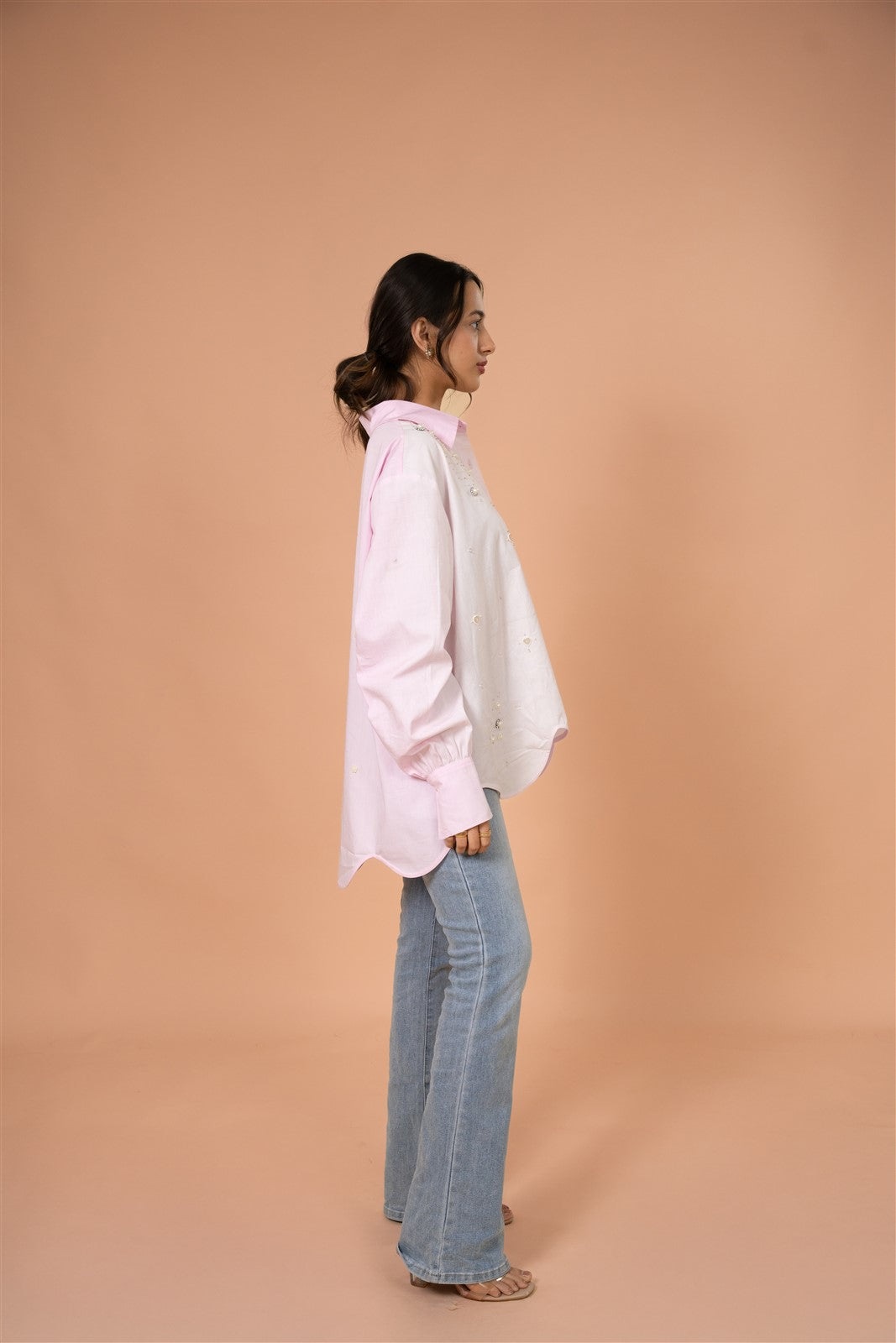 Blush Pearl Relaxed Embellished Shirt