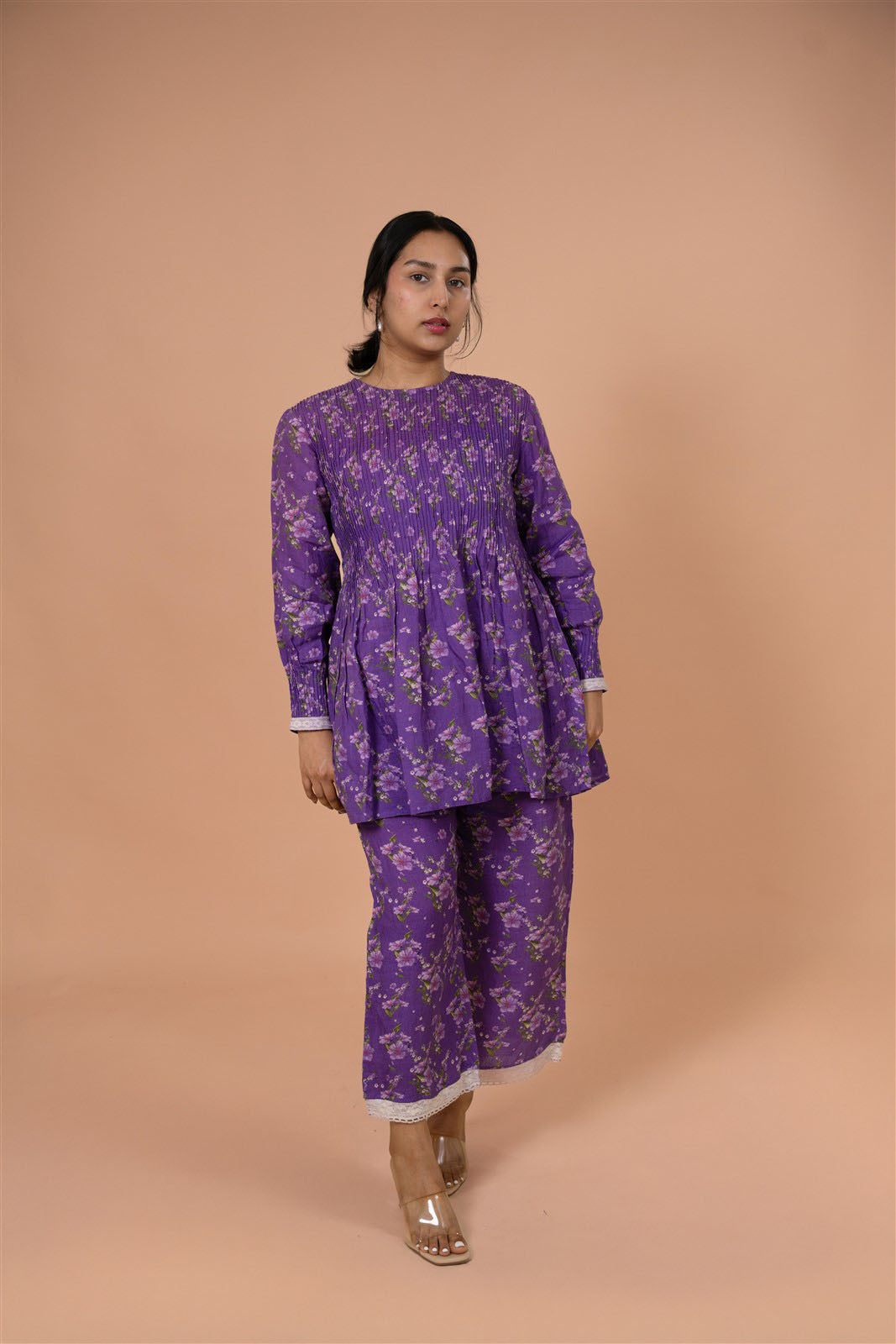 Violet Gathered Kurta Set