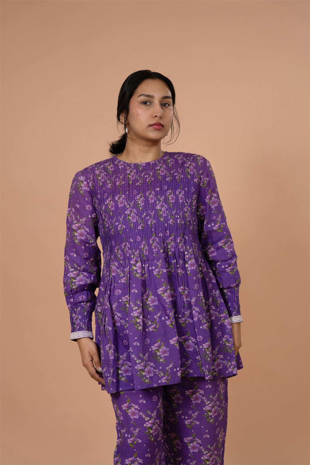 Violet Gathered Kurta Set