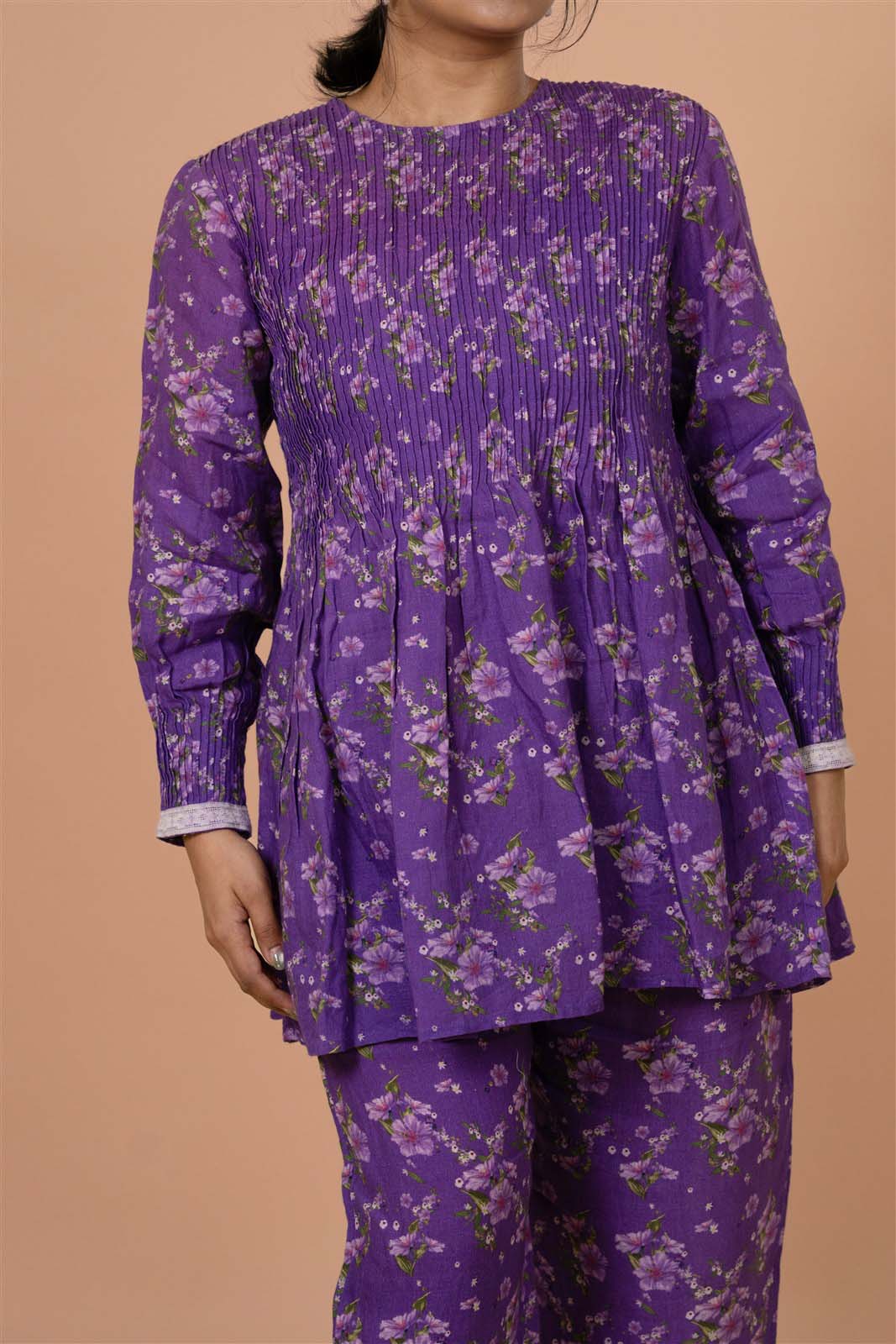 Violet Gathered Kurta Set