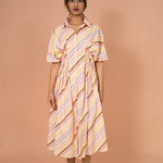 Peach Stripe Easy Midi Dress