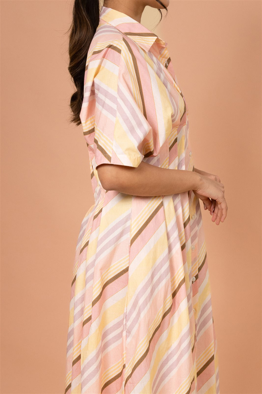 Peach Stripe Easy Midi Dress