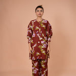 Burgundy Floral Kurta Set