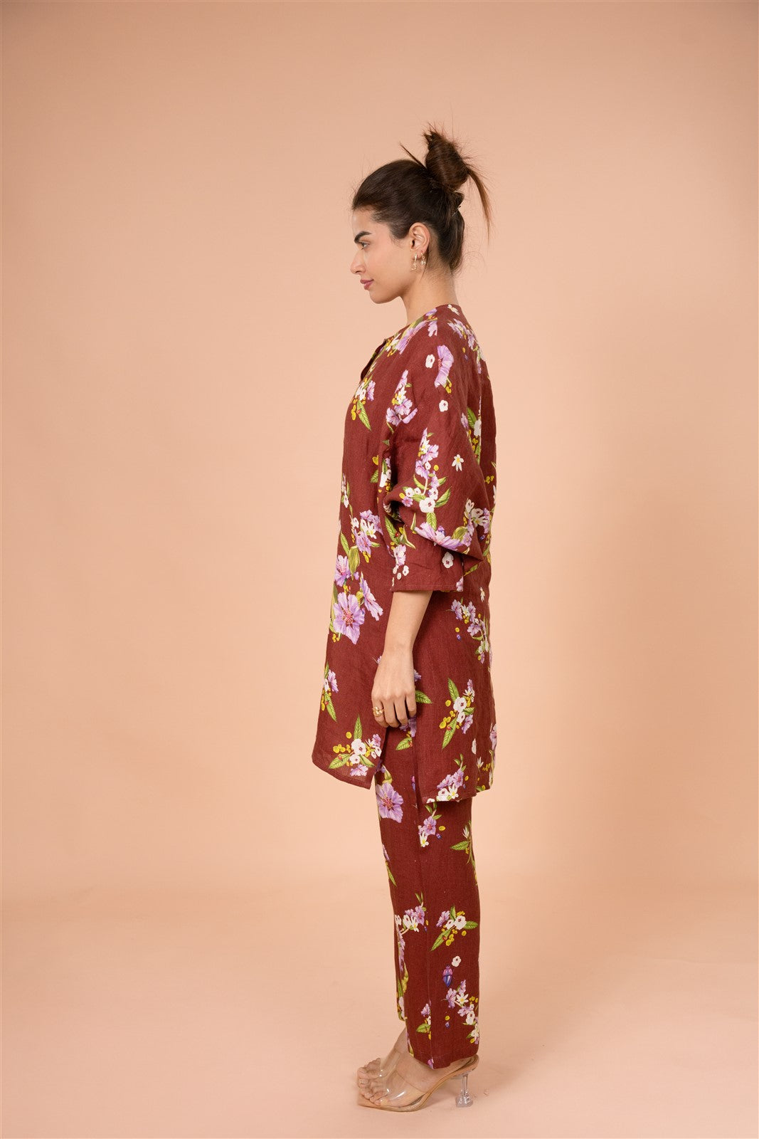 Burgundy Floral Kurta Set