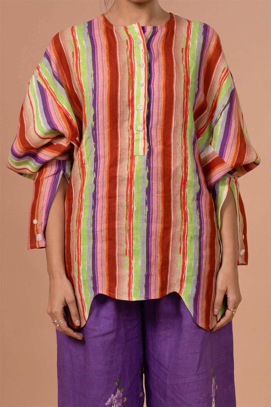 Multi-Stripe Kaftan Kurta