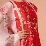 Scarlet Blossom Kurta Set with Dupatta