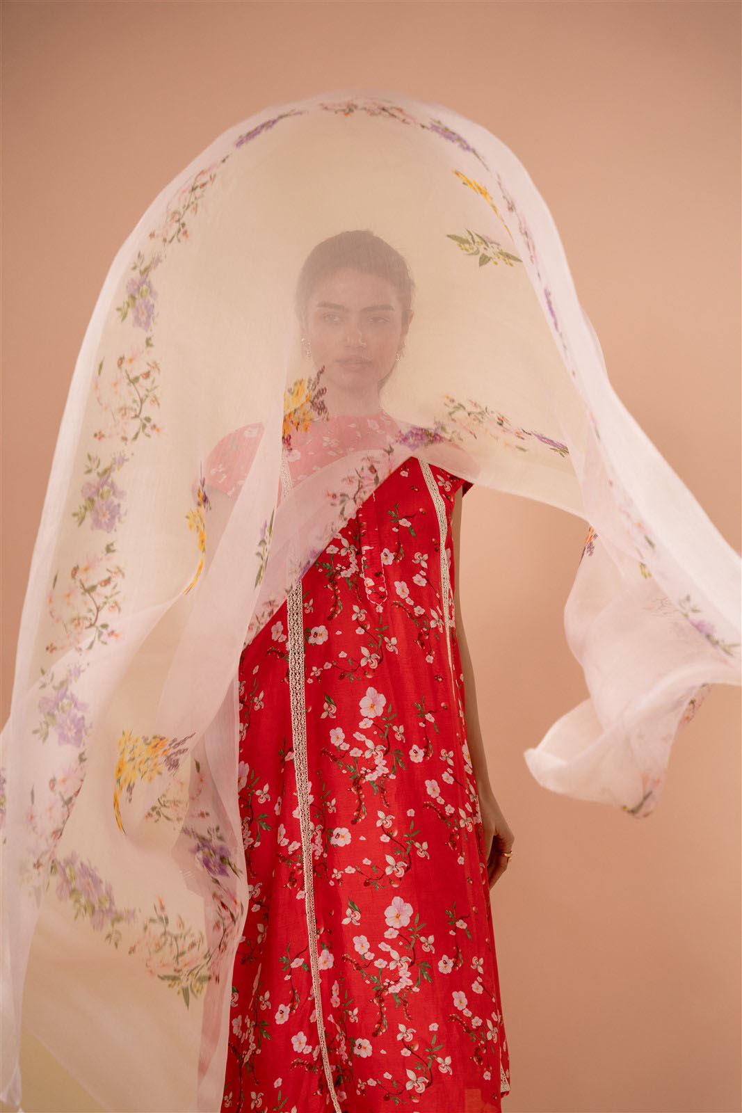 Scarlet Blossom Kurta Set with Dupatta