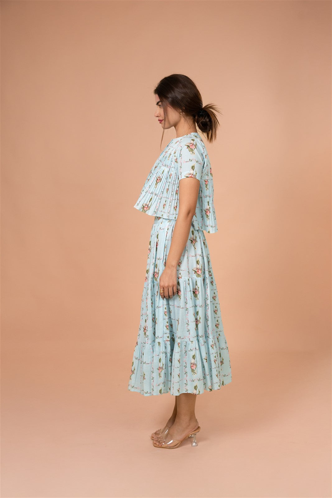 Powder Blue Tiered Skirt Set