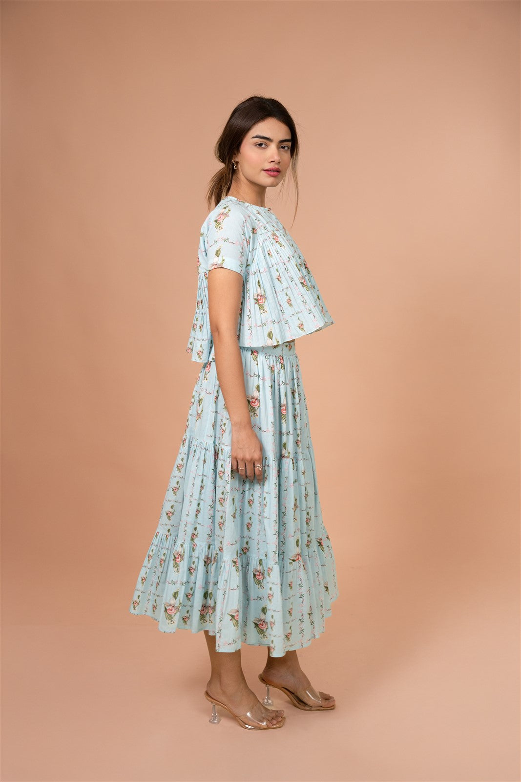 Powder Blue Tiered Skirt Set