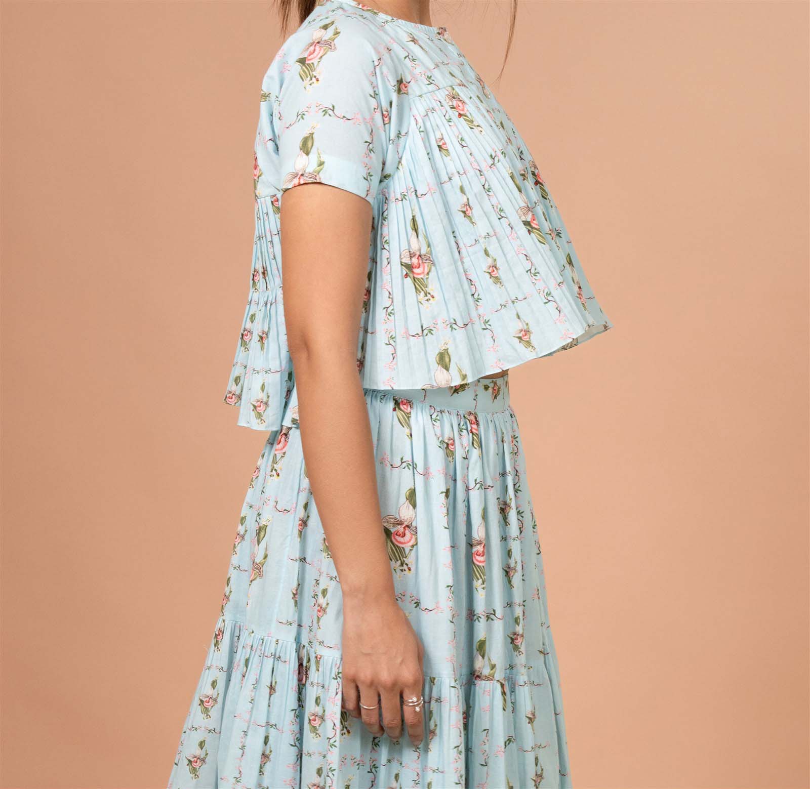 Powder Blue Tiered Skirt Set