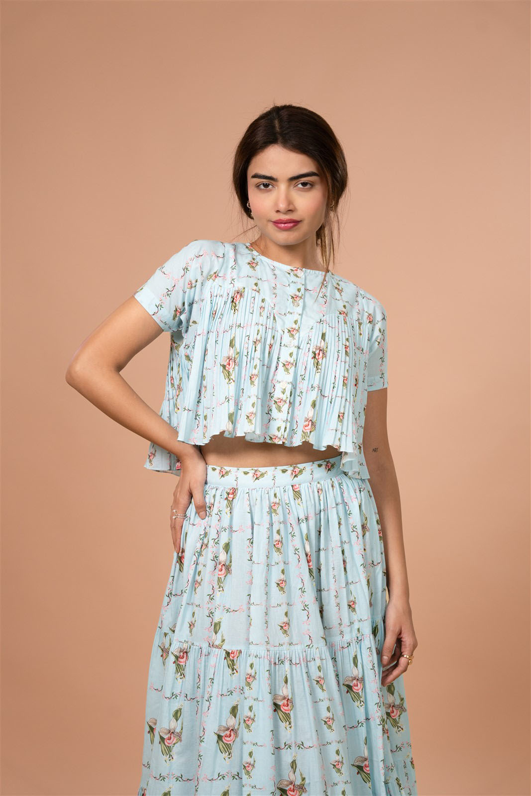Powder Blue Tiered Skirt Set