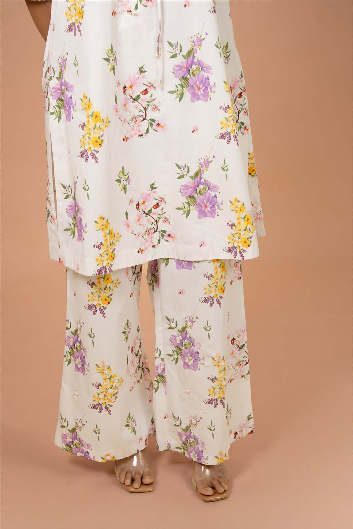 Ivory Floral Straight Kurta Set