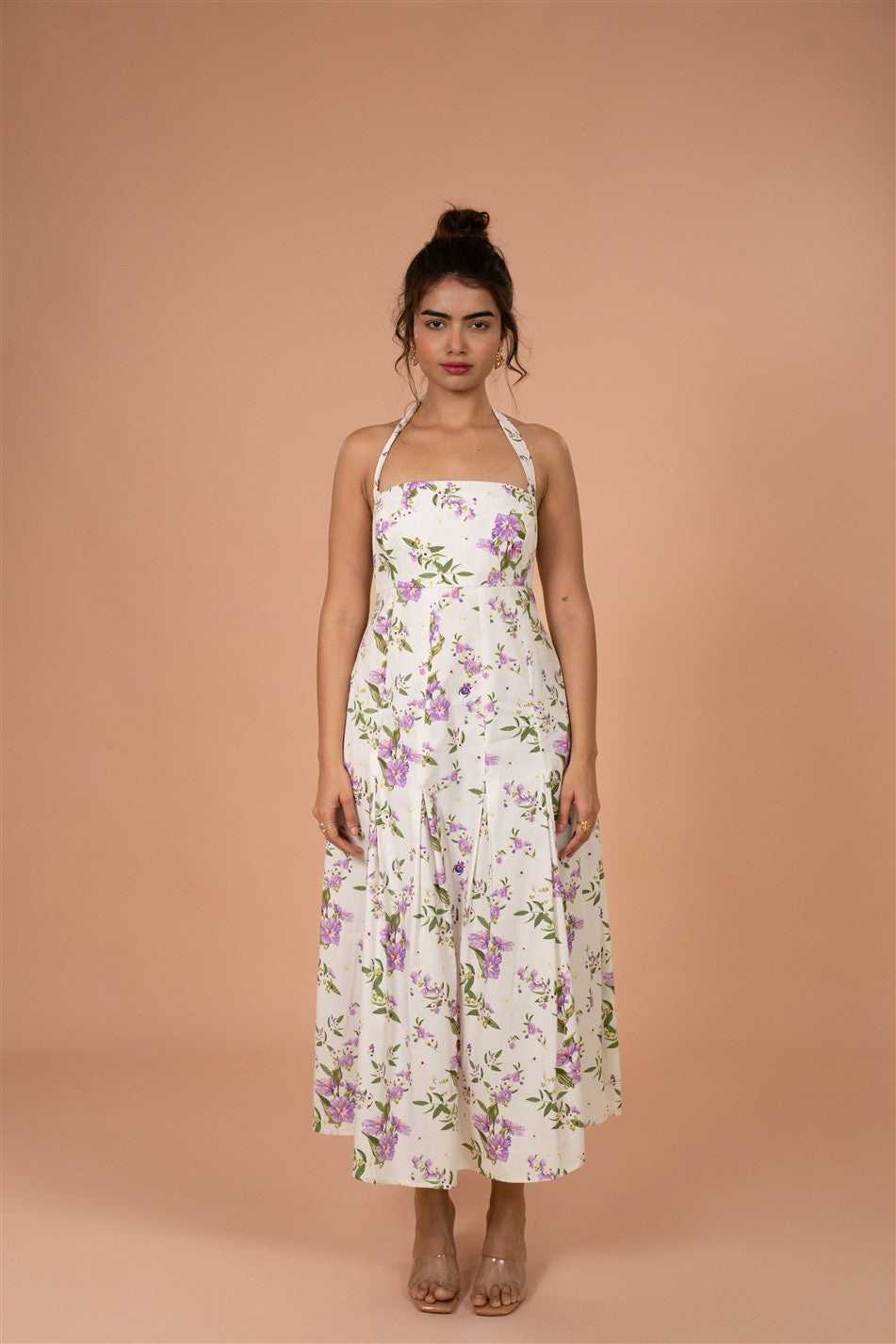 Ivory Garden Halter Midi Dress