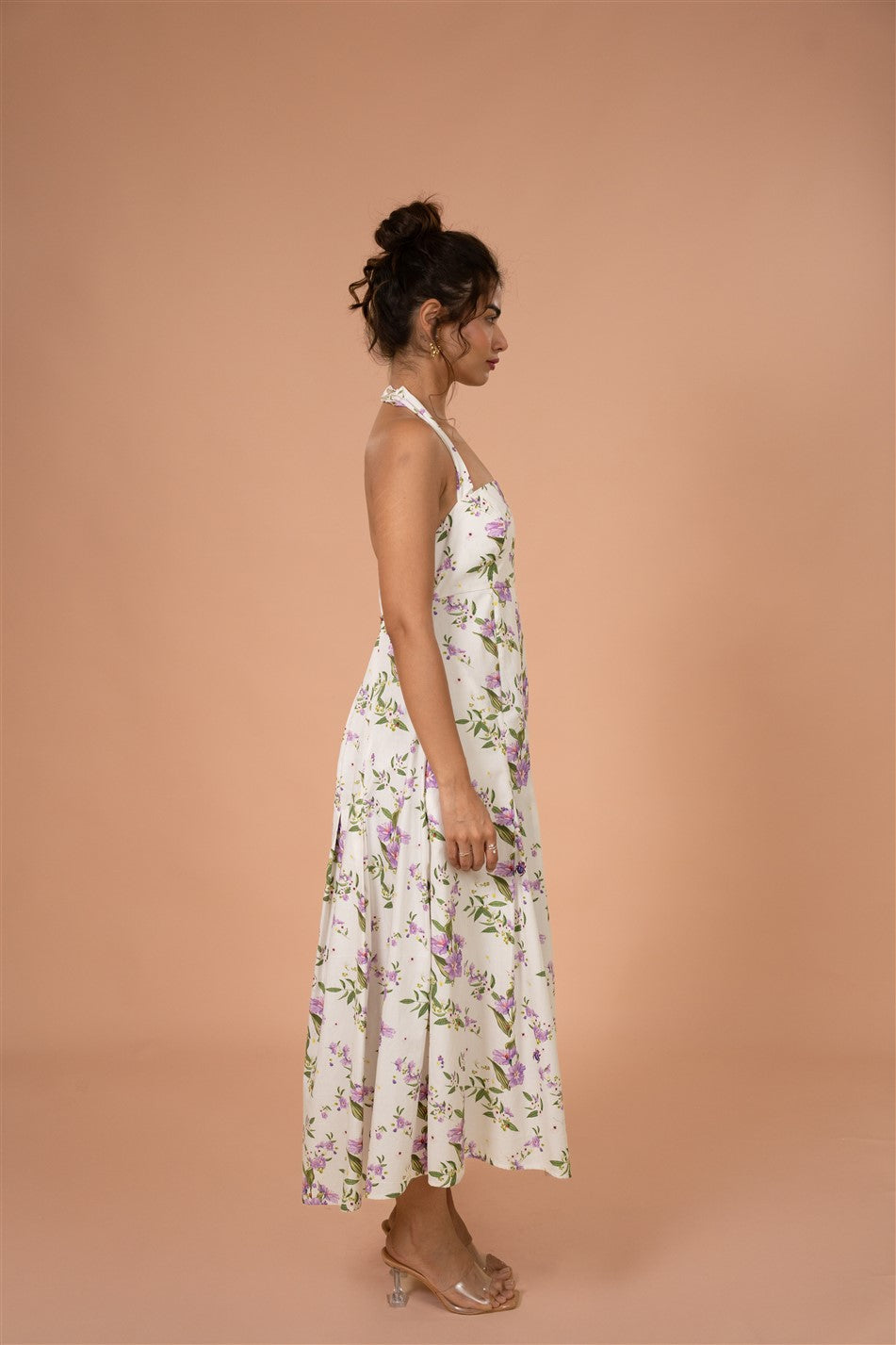 Ivory Garden Halter Midi Dress
