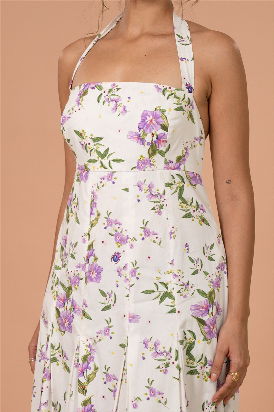 Ivory Garden Halter Midi Dress