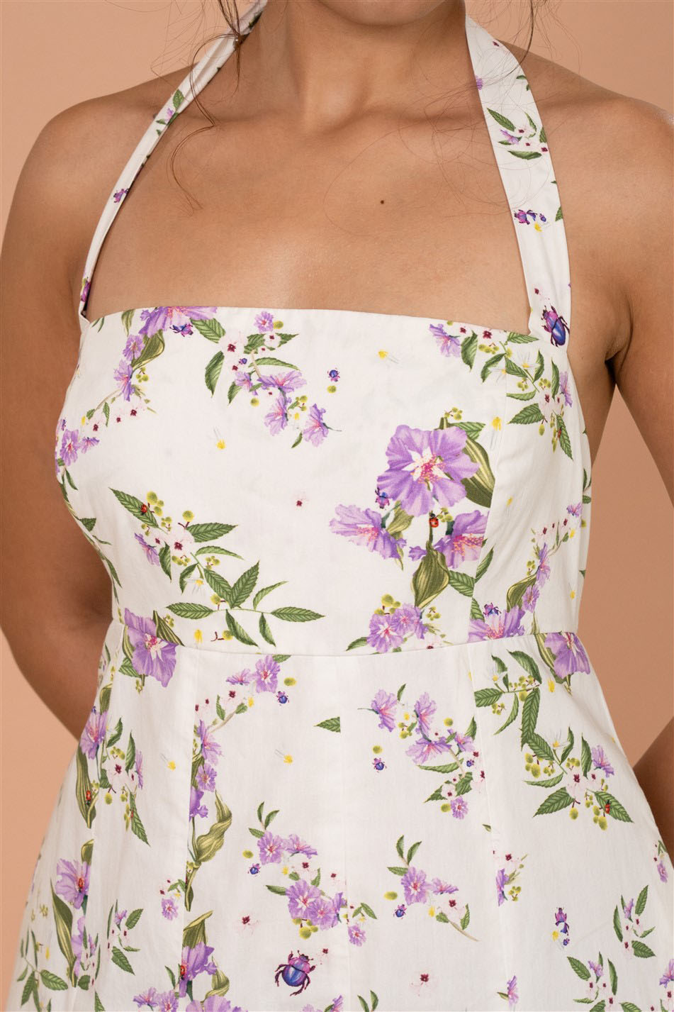 Ivory Garden Halter Midi Dress