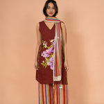 Deep Brown Floral Kurta Set with Dupatta