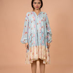 Aqua Bloom Tiered Mini Dress