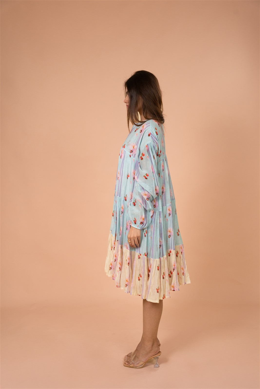 Aqua Bloom Tiered Mini Dress