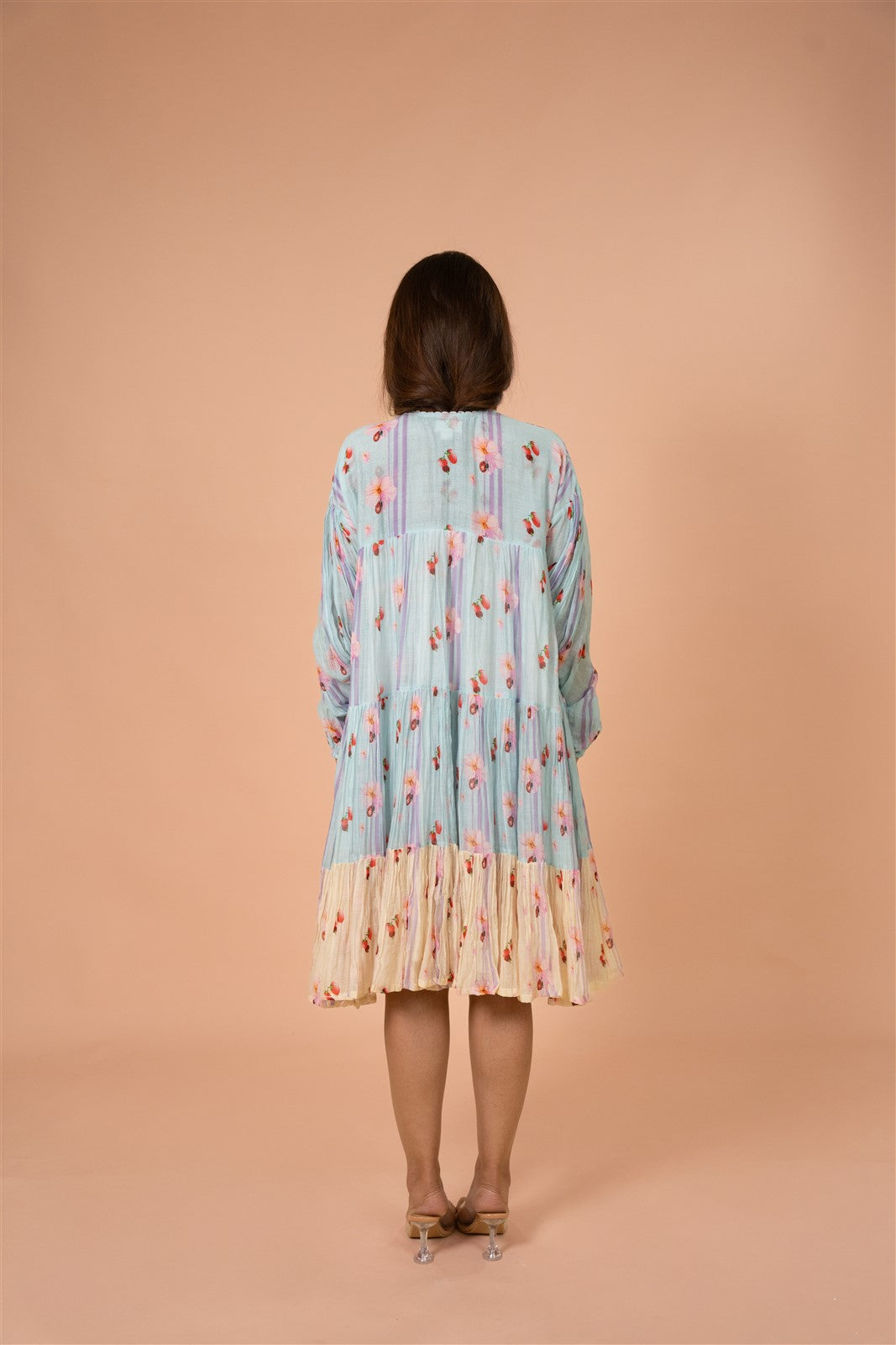 Aqua Bloom Tiered Mini Dress