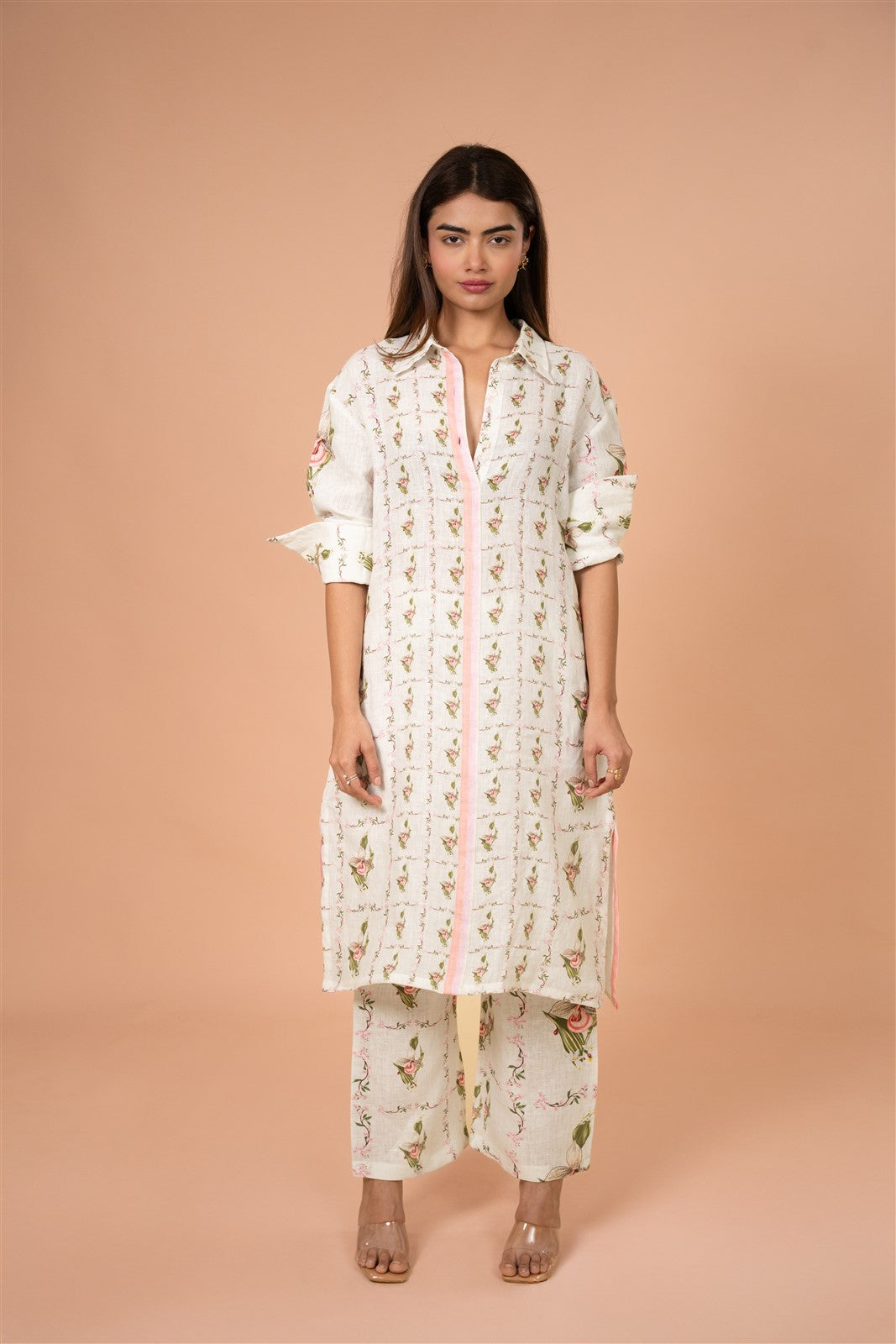 Ivory Floral Shirt Kurta Set