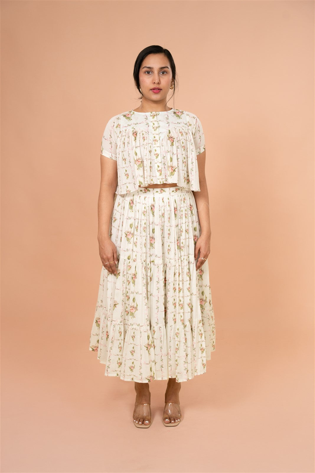 Ivory Tiered Skirt Set