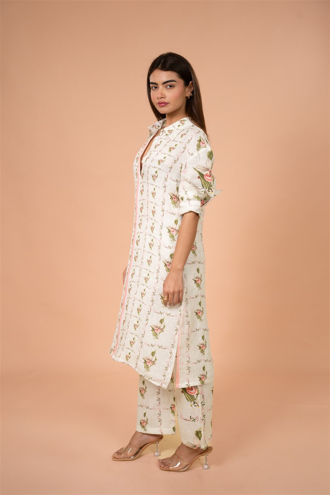 Ivory Floral Shirt Kurta Set
