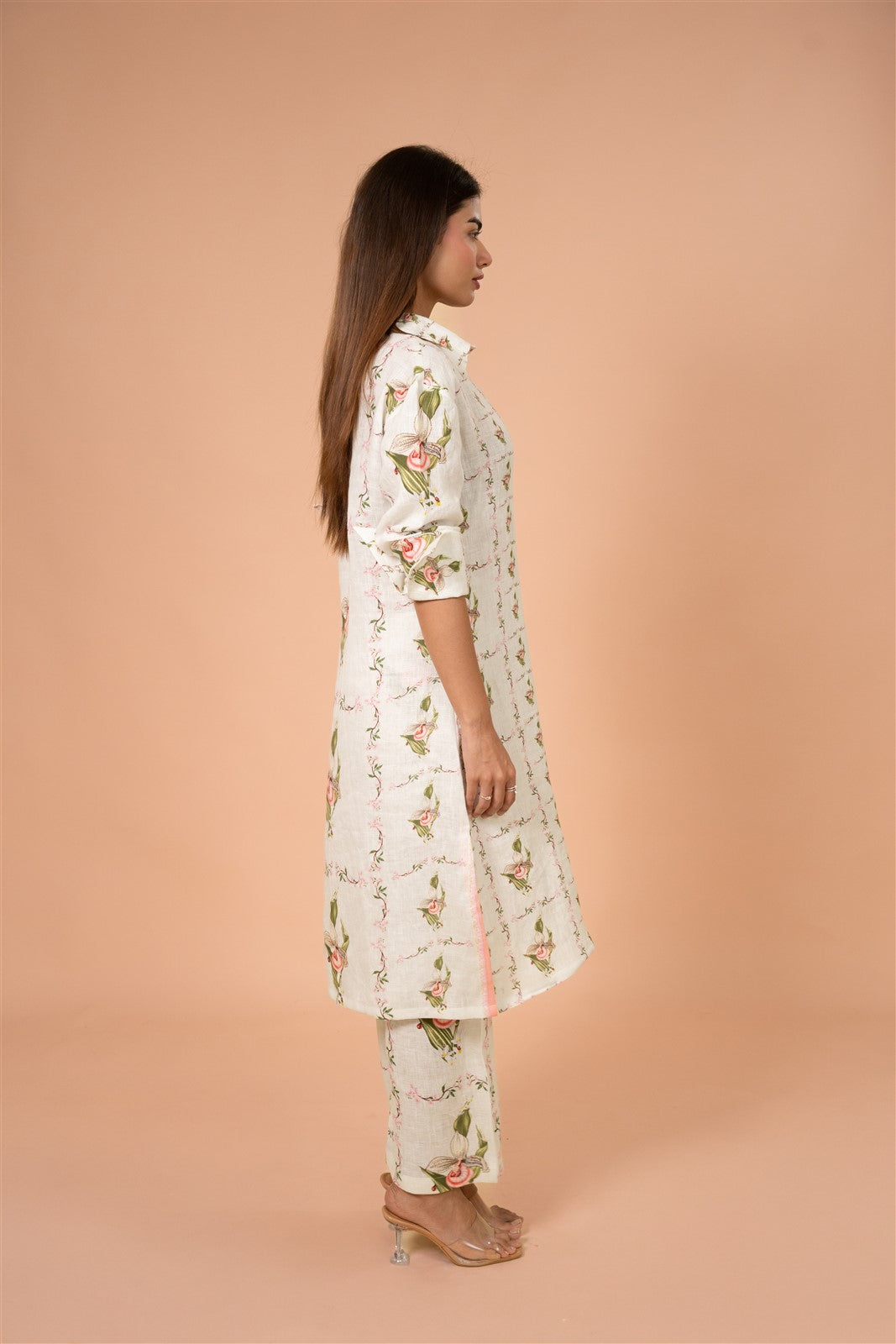 Ivory Floral Shirt Kurta Set