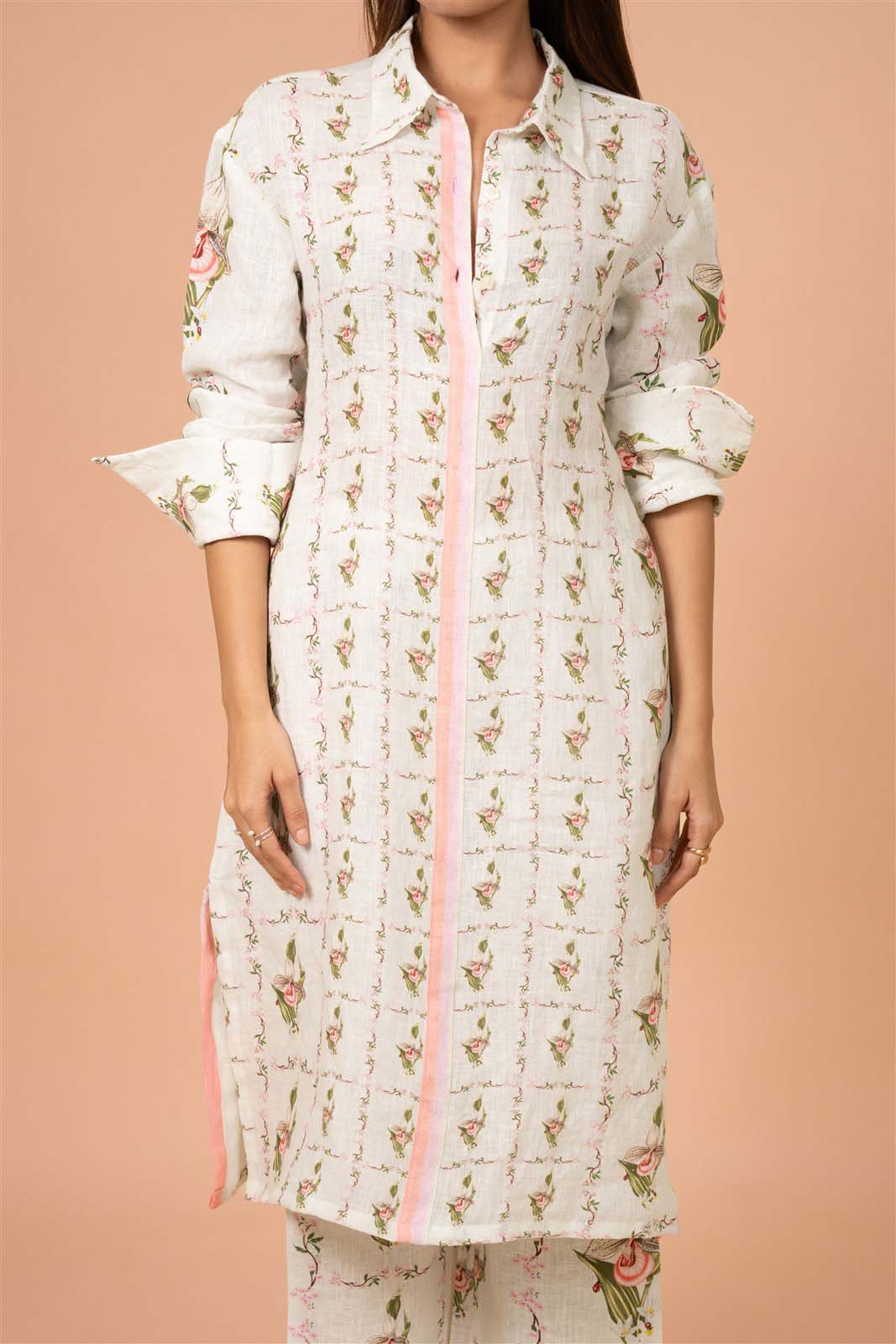 Ivory Floral Shirt Kurta Set
