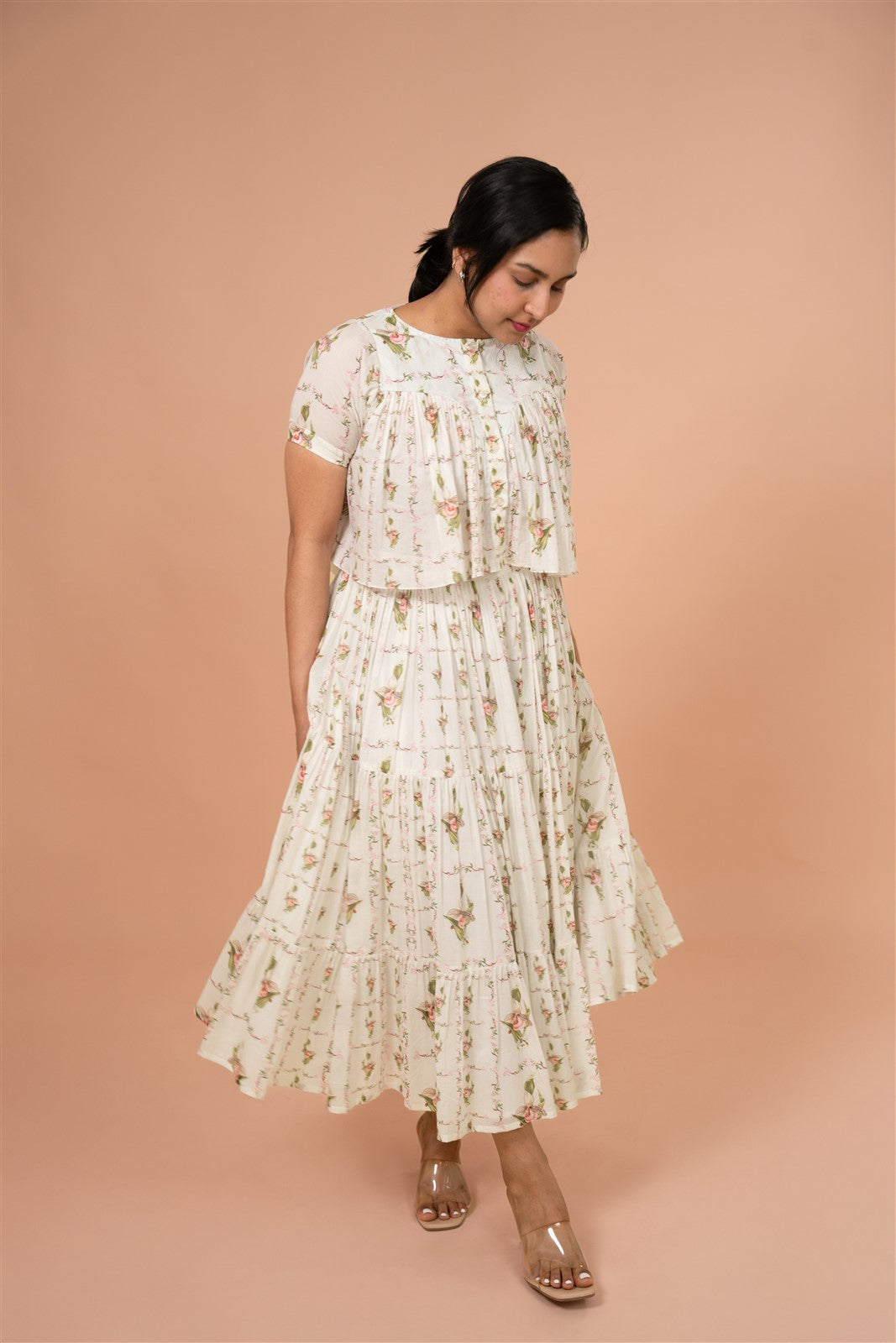 Ivory Tiered Skirt Set