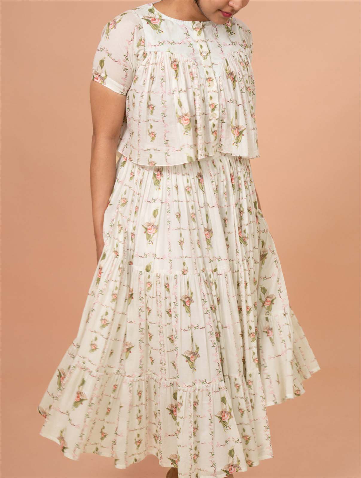 Ivory Tiered Skirt Set