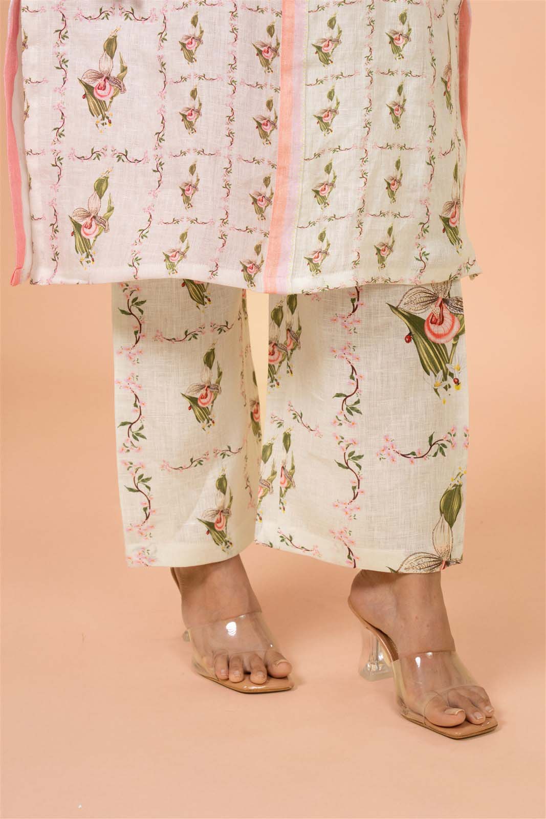 Ivory Floral Shirt Kurta Set