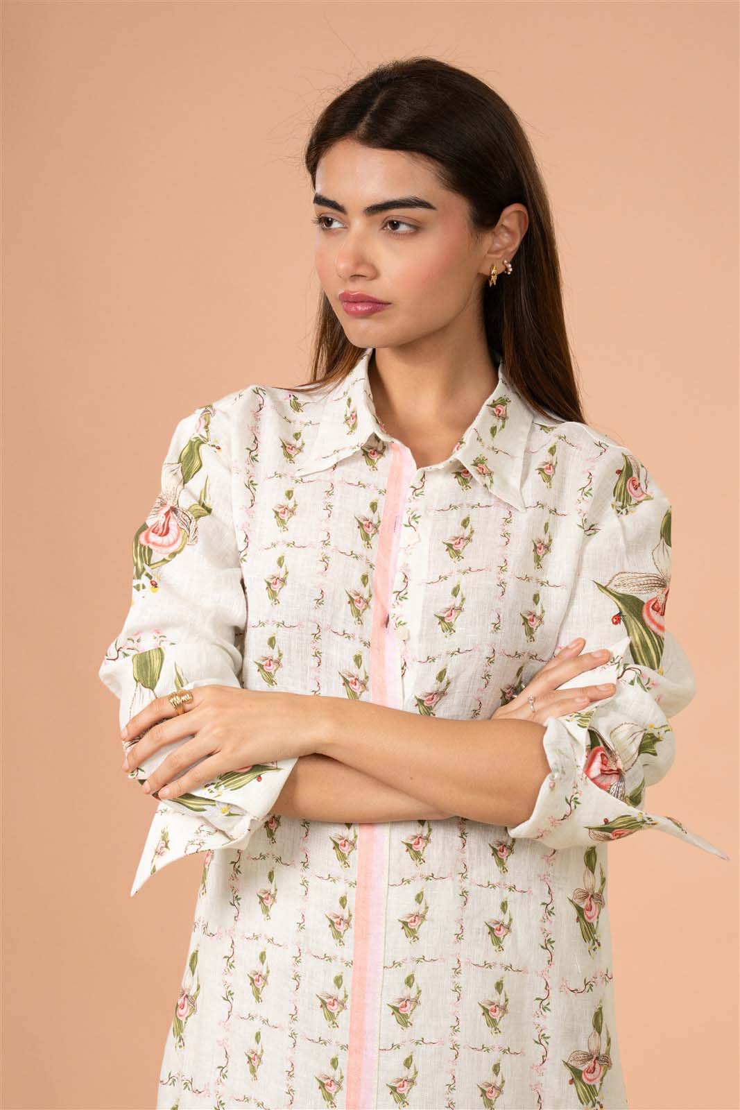 Ivory Floral Shirt Kurta Set