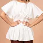 Ivory Gathered Waist Top