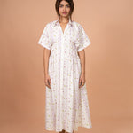 Petal Stripe Shirt Midi Dress